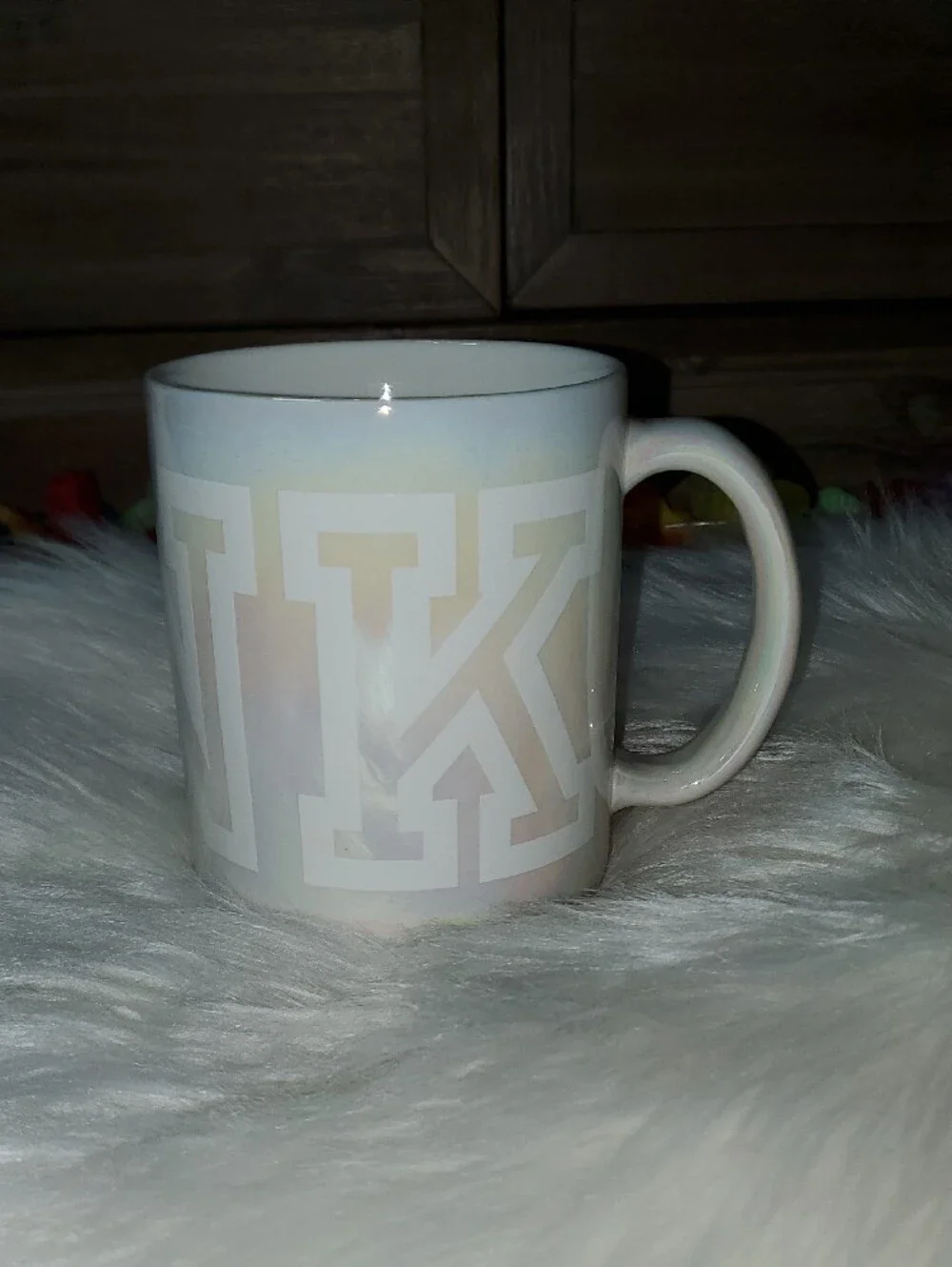 PINK Victoria's Secret Iridescent White Logo Huge Mug
